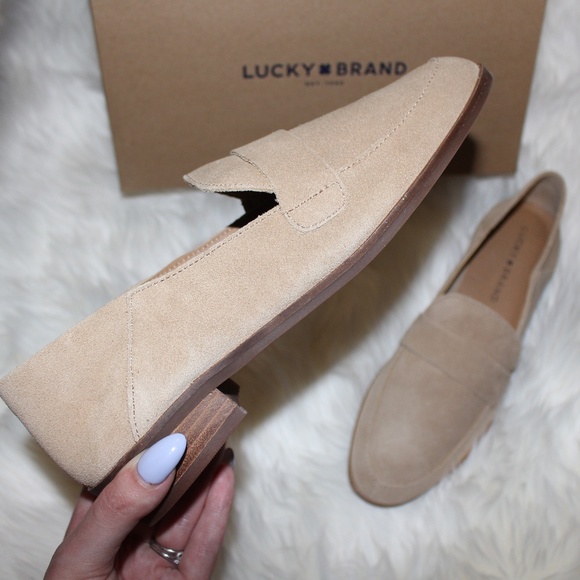 Lucky Brand Shoes - NEW Lucky Brand Chennie Suede Stacked Heel Loafers